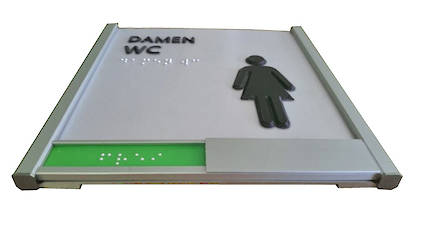 Türschild mit Braillebeschriftung im Schieber grün/rot
